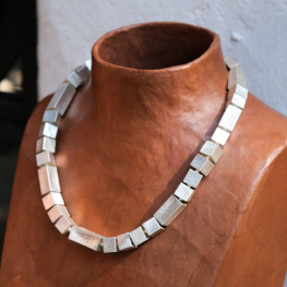Square shaped silver necklace
