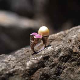 Ring, golden southsea pearl & pearl, silver 925