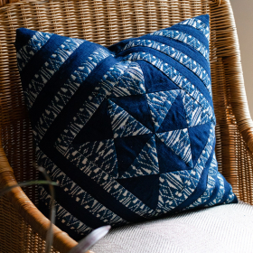 Patch work cushion cover- Indigo