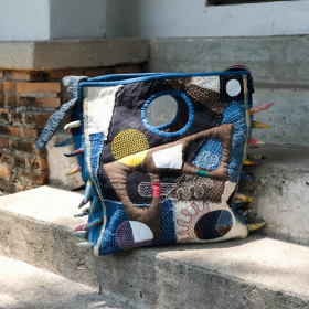 Thron and thread hand-stitched natural dyed bag - 3