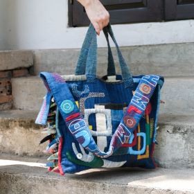 Thron and thread hand-stitched natural dyed bag - 5