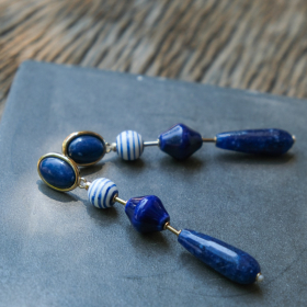 Lapis lazuli with gold-plated dangle earrings