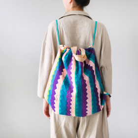 Lahu applique hand-stitched bag, royal purple & pink
