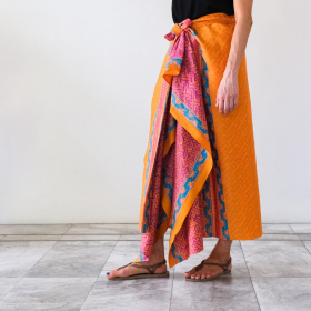 Hand painted Batik SARONG Pink & Orange