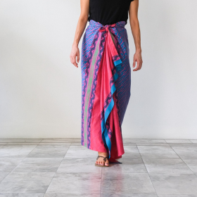 Hand painted Batik SARONG Pink & purple