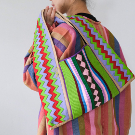 Lahu applique hand-stitched Yam, electiric green