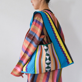 Lahu applique hand-stitched Yam, blue & yellow