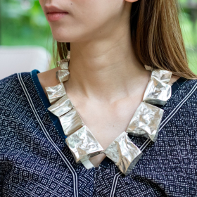 Hammered silver necklace 